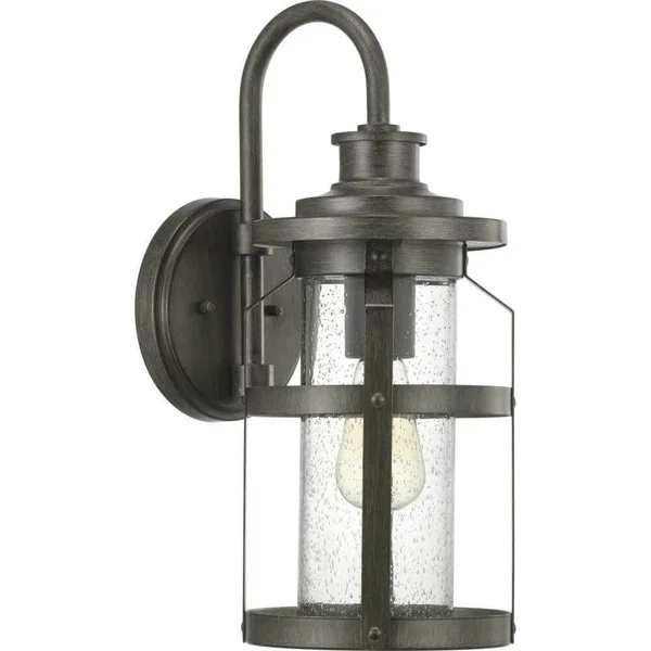 1 Light 18 inch Tall Outdoor Medium Wall Lantern in Antique Pewter with Clear Seeded Glass 238958
