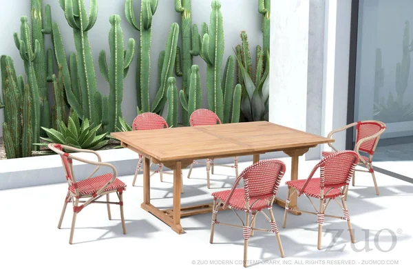 Zuo Paris Dining Arm Chair - Set of 2, Red & White