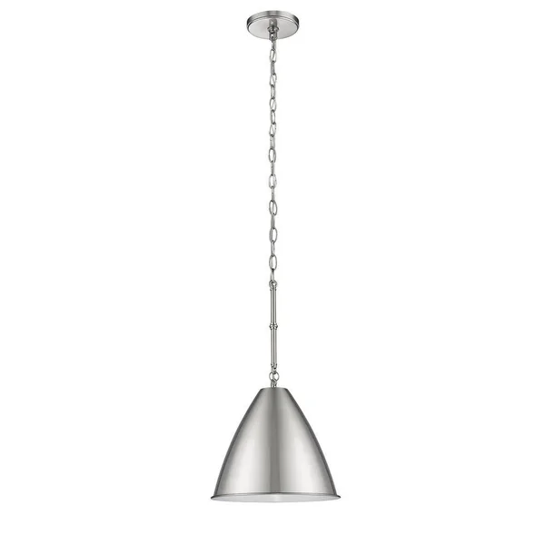 12 inch Small Cone Pendant in Nickel - Satin Nickel/Brushed Nickel