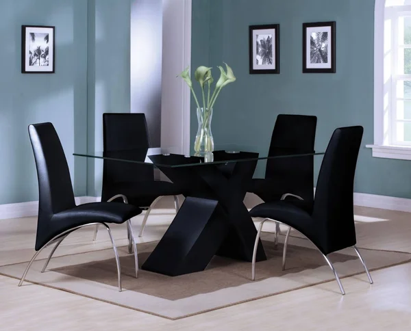 Rectangular Dining Table Black & Clear Glass