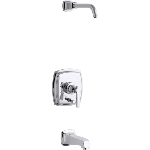 Kohler T16233-4L-CP Margaux Rite-Temp Bath and Shower Trim Set with Push-Button Diverter and Lever Handle - Less Showerhead - Pol