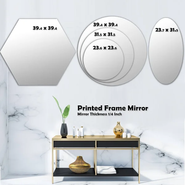 Designart 'Circular Abstract Retro Geometric XIII' Modern Round or Oval Wall Mirror - Space - 24 in. Wide x 24 in. High