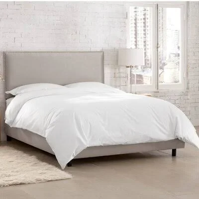 Upholstered Low Profile Standard Bed Wayfair Custom Upholstery Size: King - Body Fabric: Premier Platinum, Nailhead Detail: Silve