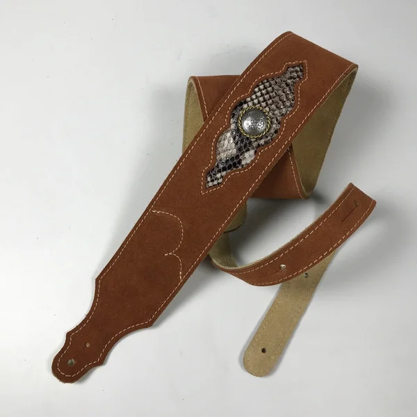 Franklin Straps Sculpted Suede Guitar Strap - Snakeskin Leather - Rust