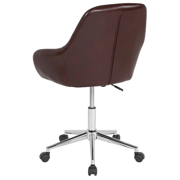 FlashFurniture Cortana Home and Office Leather Mid-Back Chair, Brown