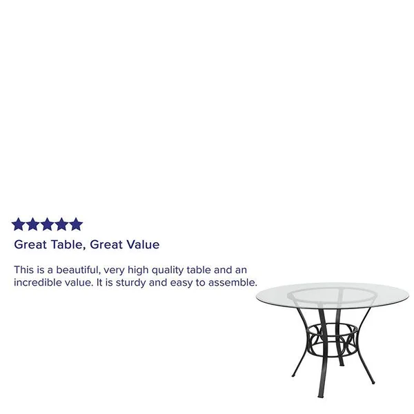 Carlisle Round Glass Dining Table with Metal Frame - Silver - 48&&