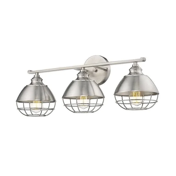 3-Light Industrial Brushed Nickel Bathroom Light Fixture VA611SN