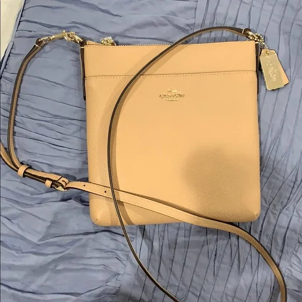 Coach North South Swingpack Embossed Textured Leather Beechwood