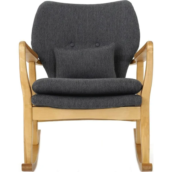 Noble House RYKER Mid Century Modern Fabric Rocking Chair - Dark Slate
