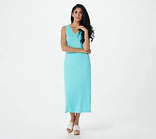 Belle by Kim Gravel Slub Knit Tank Maxi Dress, Size Medium, Cabana Blue