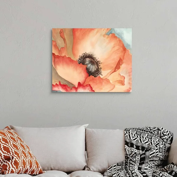 Canvas Wall Art entitled Watercolor Poppy II - 30x24