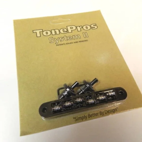 TonePros TP6R-B - Black Tune-O-Matic Bridge w/ Roller Saddles Black