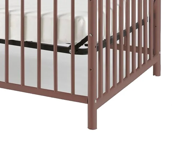 Benzara BM204120 Metal 3 in 1 Full Size Twin Arched Crib with Grid Details Dark Brown
