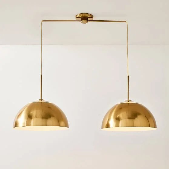 Sculptural 2-Light Pendant - Metal Medium, White, Polished Nickel, 12x22