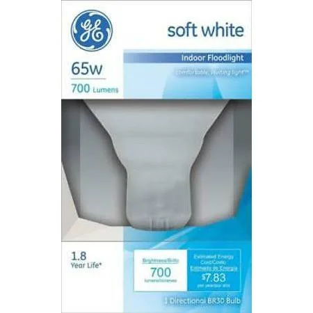 6unit GE 20331 R30 Reflector Floodlight Bulb - 65 Watts, Lumen 700