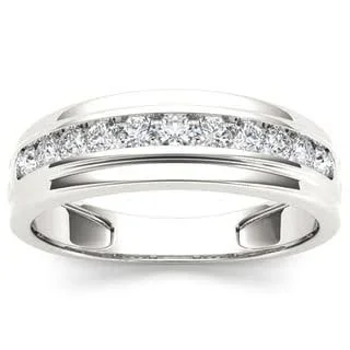 De Couer 10K White Gold 1/2ct TDW Diamond Men's Wedding Band (Size: 9.5), H-I