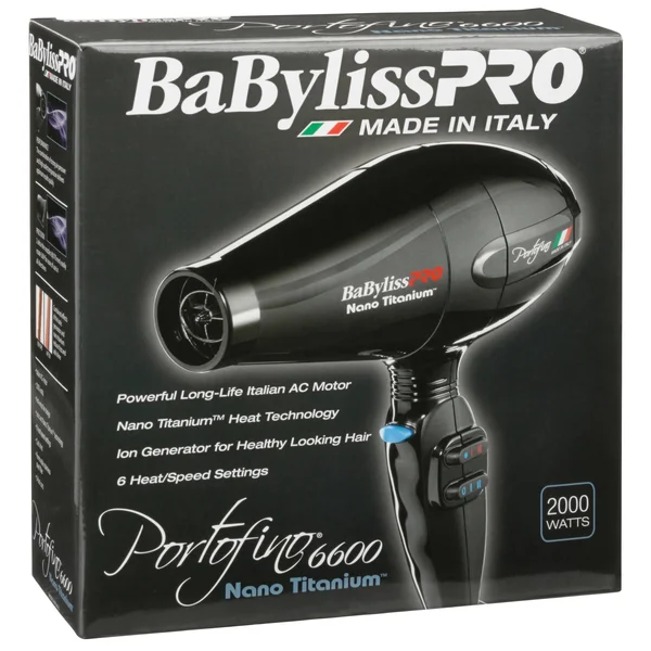 Babyliss Pro Nano Titanium Portofino Hair Dryer, Black