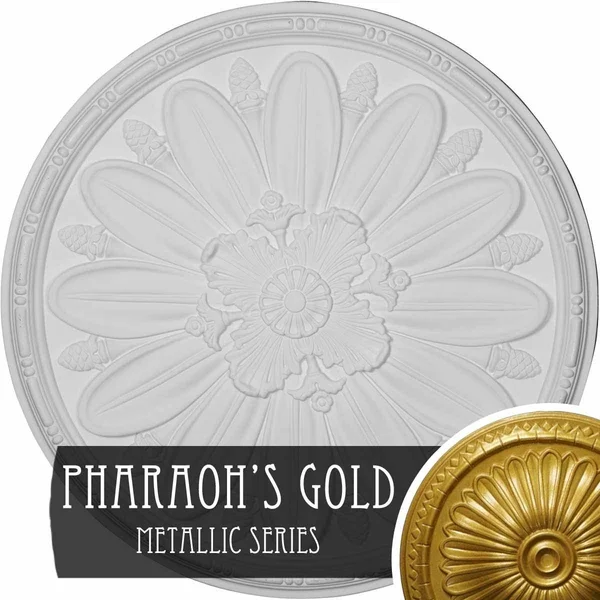 29 7/8x22OD x 1 1/2x22P Fairfax Ceiling Medallion, Hand-Painted Pharaohs Gold