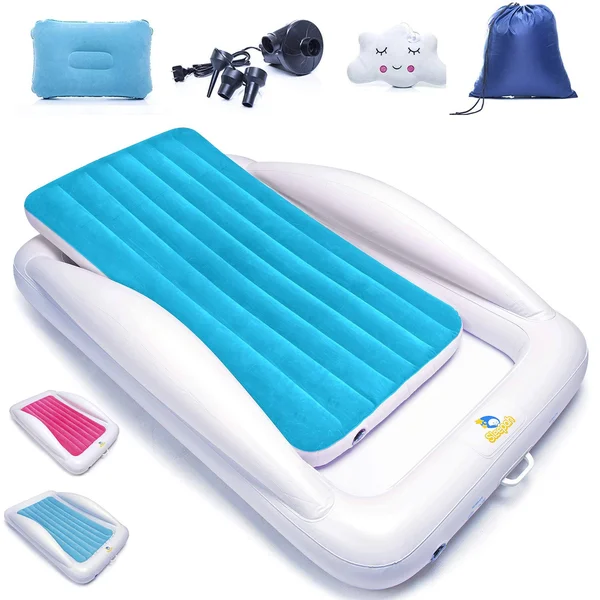 Sleepah Inflatable Toddler Travel Bed Inflatable & Portable Bed Air Mattress Set Blow Up Mattress for Kids with High Safety