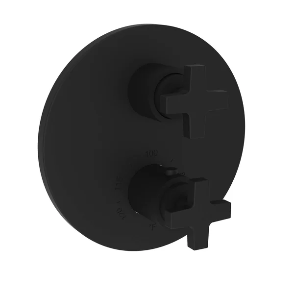 Newport Brass 3-2983TR/56 Dorrance 1/2x22 Round Thermostatic Trim Plate with Handle Flat Black