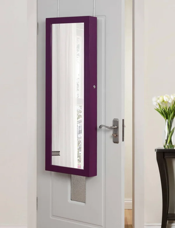 Inspired Home Amelia Purple Jewelry Furniture with Over-the-Door/Wall Mounted Full Length