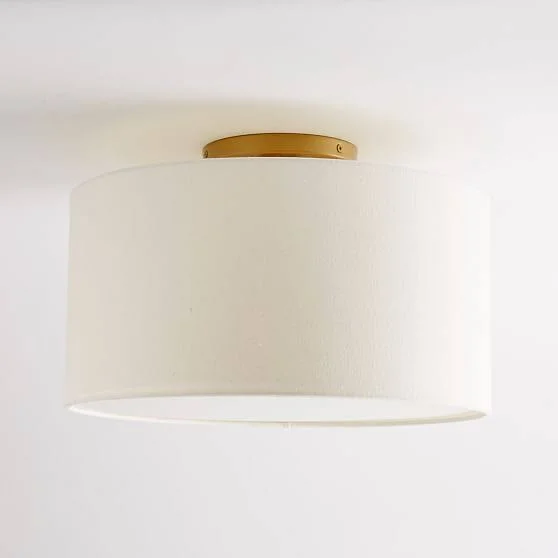 Fabric Shade Flush Mount - Flush Drum, White Linen - Flush Mounts - Ceiling Lights - Light Fixture 6115237