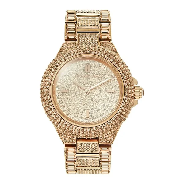 Michael Kors MK5862 Women's Camille Rose Gold Pave Crystal Glitz Round RRP 599