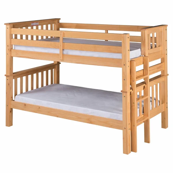 Camaflexi Santa Fe Mission Low Bunk Bed End Ladder with Under Bed Trundle - Twin Over Twin, Natural