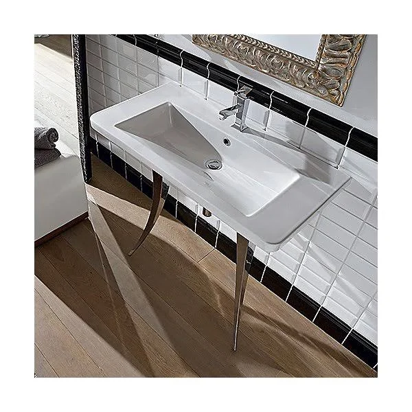 Scarabeo by Nameeks Butterfly Ceramic Rectangular Vessel Bathroom Sink with Overflow - White 4005