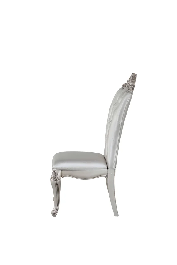 Benzara BM204361 Wooden Side Chairs with Button Tufting Set of Two Cream and White