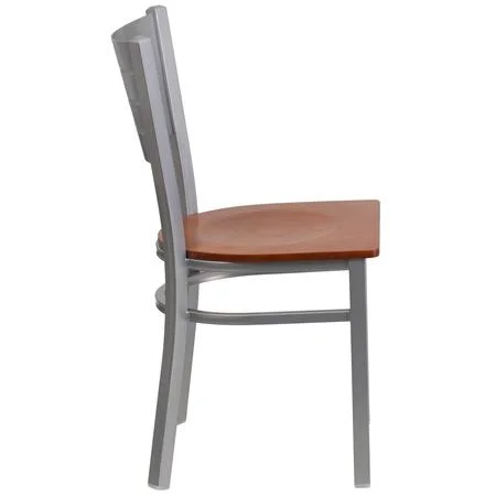 Flash Furniture 2-Xu-Dg-60401-Chyw-Gg Silver Slat Chair-Chy Seat - pk2