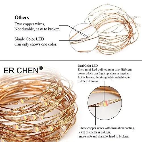 ER Chen Dimmable LED String Lights Plug in with Remote - 170ft 500 LED Copper Wire Fairy Lights 8Modes Color Changing Decorative