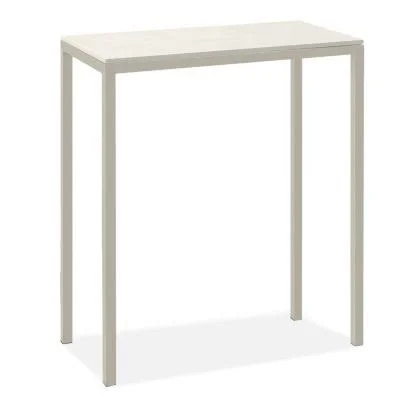 Room & Board, Modern Parsons Bar Table w/ Leg 18d 36W 42h 1.5x22 in White, White Quartz Top w/ Taupe Base