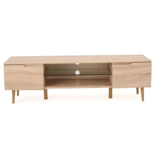 Aldrige Wood TV Stand Oak Finish