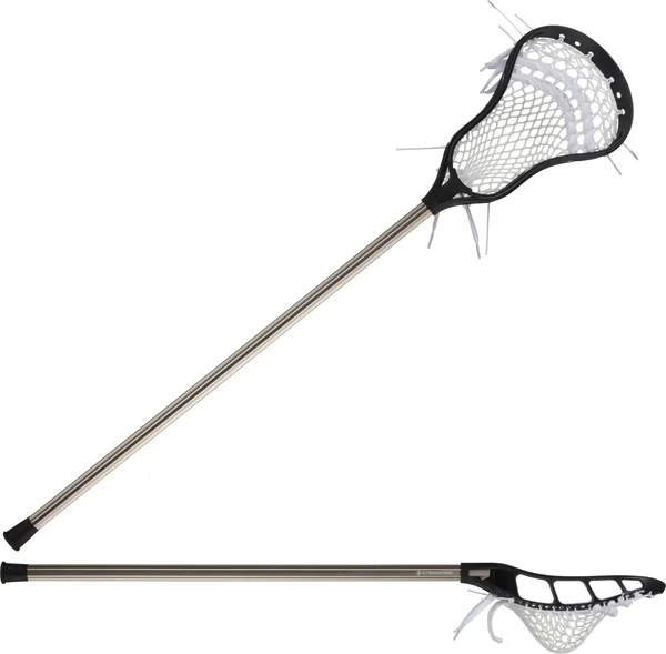 StringKing Complete Jr Lacrosse Stick, Black/Nickel