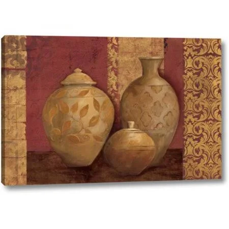 Fleur De Lis Living &Aegean Vessels on Spice& by Avery Tillmon Giclee Art Print on Wrapped Canvas - Size: 11 inch H x 16 inch W x
