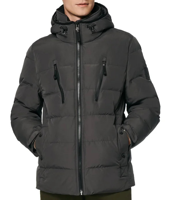 Andrew Marc Montrose Water Resistant Quilted Coat - Black - Large