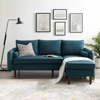 Anton 79x22 Reversible Sectional Brayden Studio Fabric: Azure