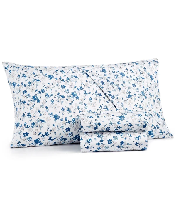 Martha Stewart Collection 3-Pc Printed Twin Sheet Set - 400 Thread Count 100% Cotton Percale, Created for Macy's - Brook