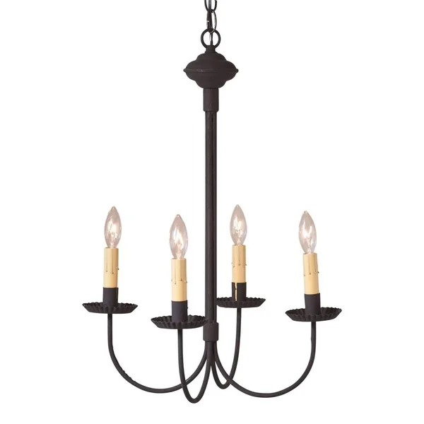 Irvin&s Country Tinware 4-Arm Grandview Chandelier with Ecru Sleeves