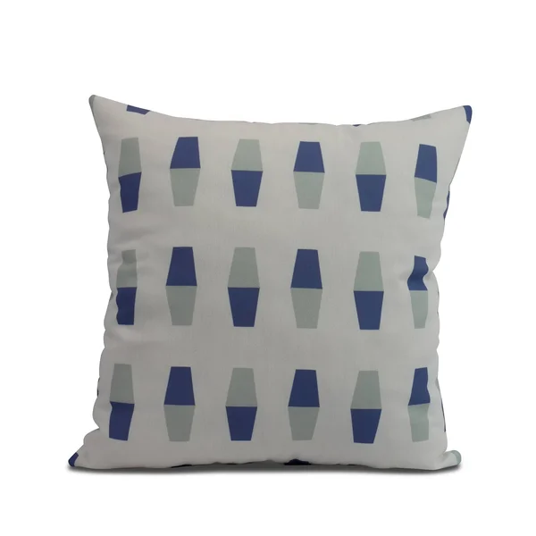 Contemporary Home Living 20” Blue Geometric Decorative Nautical Indoor Throw Pillow with Bowling Pins Design - Down Alternative