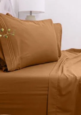 Sweet Home Collection Mocha 1800 Thread Count 4 Piece Sheet Set