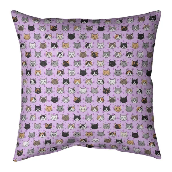 Porch & den Alecia Kitty Pattern Throw Pillow - 26 x 26 - Violet - Cotton