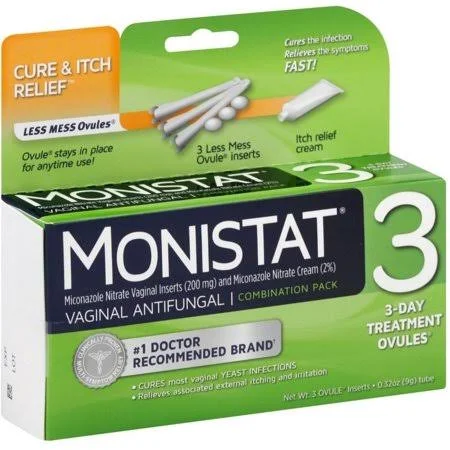 MONISTAT 3 Vaginal Antifungal Combination Pack with Soothing Itch Relief Cream, 1 ea (Pack of 6)