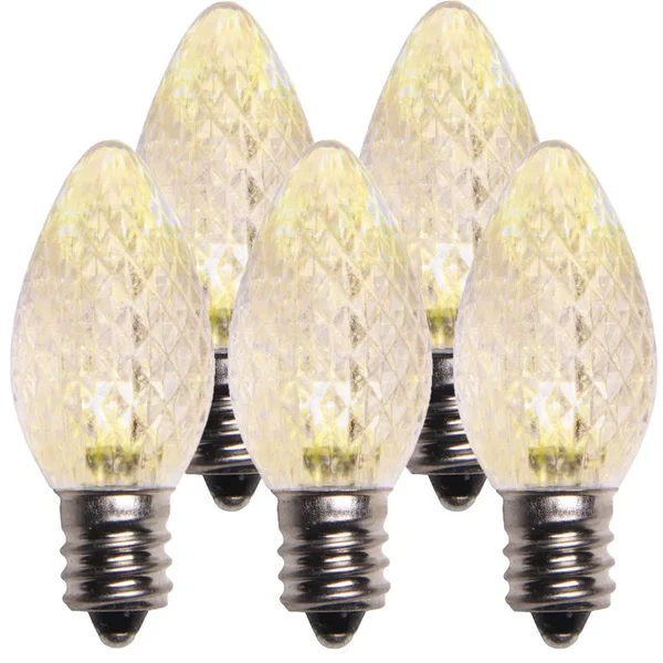 Holiday Lighting Outlet Faceted C7 Christmas Lights - Sun Warm White LED Light