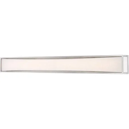 Brushed Nickel Tone Finish Bathroom Vanity 46 inch Wide Frosted White Acrylic Shade Steel Material LED-Integrated 2 Light Fixtur