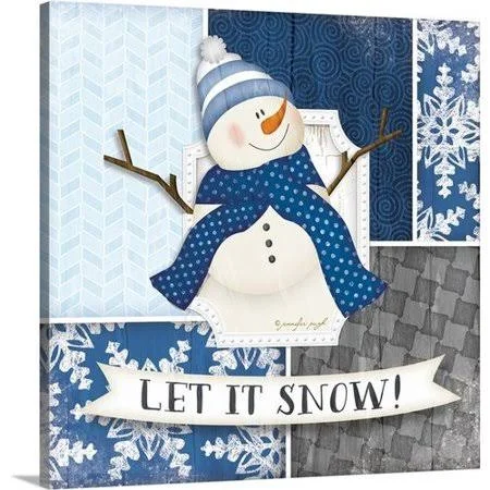 Canvas on Demand Christmas Art &Let It Snow Snowman& by Jennifer Pugh Graphic Art on Wrapped Canvas Size: 20x22 H x 20x22 W x 1.