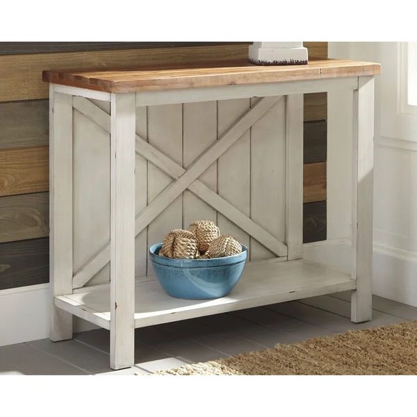 Ashley Abramsland - White/Brown - Console Sofa Table