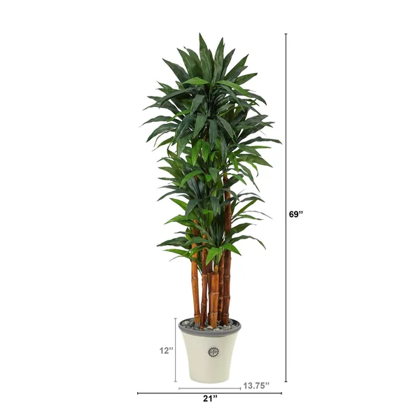 Nearly Natural 69 inch Dracaena Artificial Tree in Decorative Planter