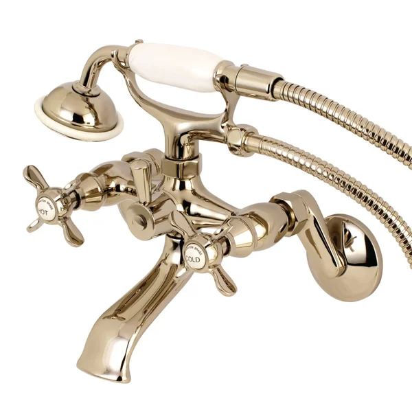 Kingston Brass KS286PN Essex Wall Mount Clawfoot Tub Faucet with Hand Shower - Polished Nickel